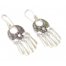 Dangle Earrings Women's Solid 925 Sterling Silver Handmade Traditional Gift A557